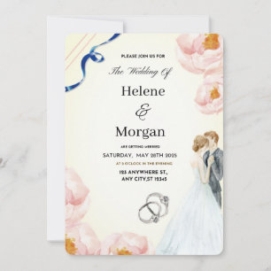 Cream Floral Rustic Wedding Invitation