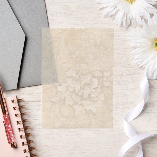 Cream Floral Swirls Vellum Invitations (Wedding)