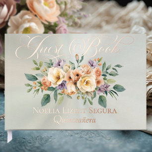 Cream Floral & Tiara - Pastel Sage Guest Book