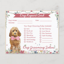 Cream Floral Watercolor Dog Grooming Report Card