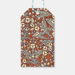 cream flowers brown background print gift tags