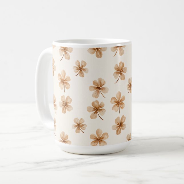 Cream Flowers Coffee Mug (Front Left)
