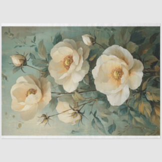 Cream Flowers Tissue Paper