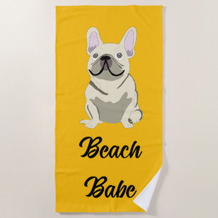 Cream French Bulldog, beach babe Towel
