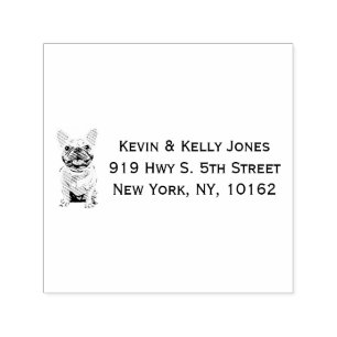 Cream French Bulldog,  Blue Self-inking Stamp
