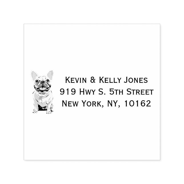 Cream French Bulldog,  Blue Self-inking Stamp (Design)