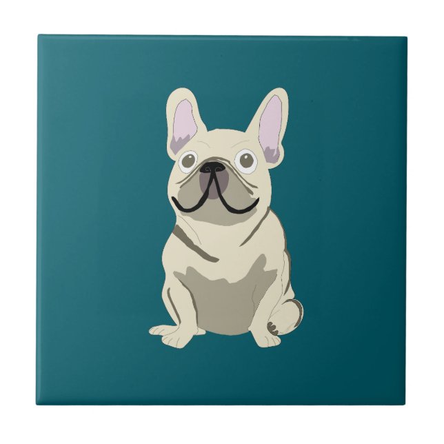 Cream French Bulldog Ceramic Tile (Front)