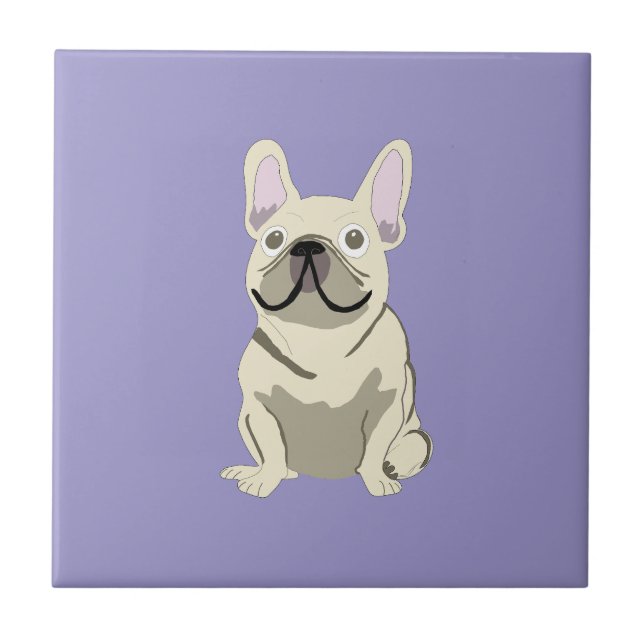 Cream French Bulldog,  Ceramic Tile (Front)