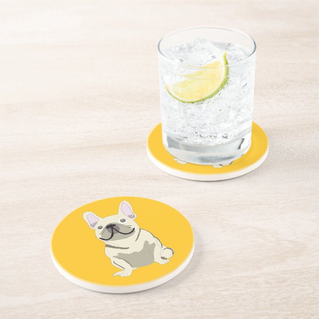 Cream French Bulldog Coaster (Side)