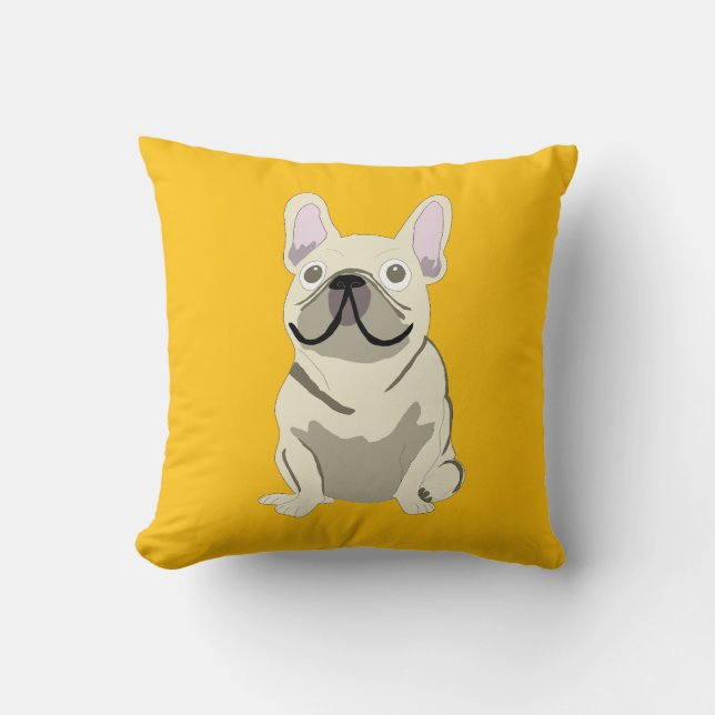 Cream French Bulldog Cushion (Front)