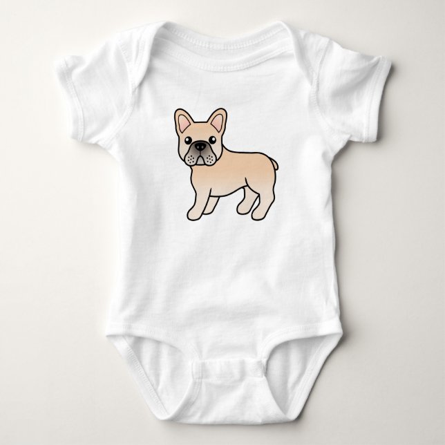 Cream French Bulldog Cute Cartoon Dog Baby Bodysuit (Front)