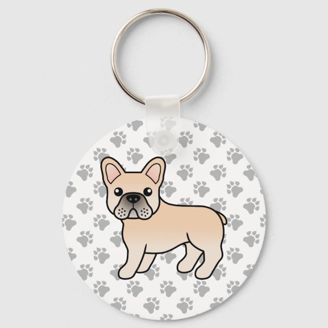 Cream French Bulldog Cute Cartoon Dog Key Ring (Front)