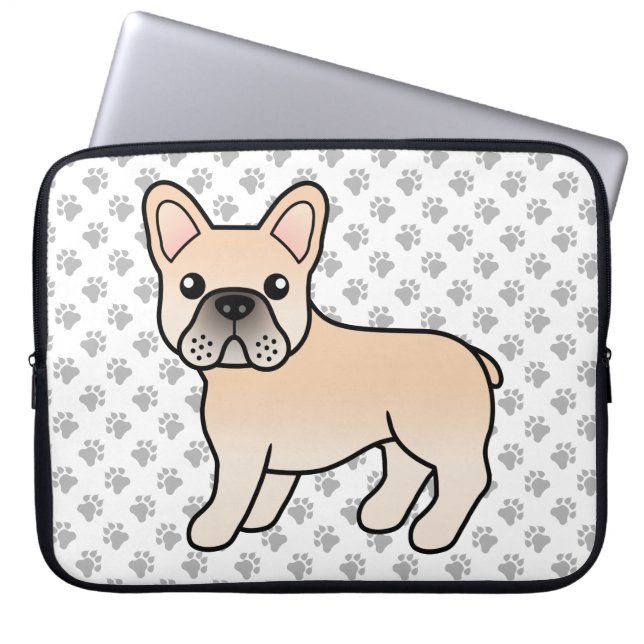 Cream French Bulldog Cute Cartoon Dog Laptop Sleeve (Front)