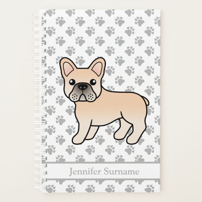 Cream French Bulldog Cute Cartoon Dog & Text Planner (Front)