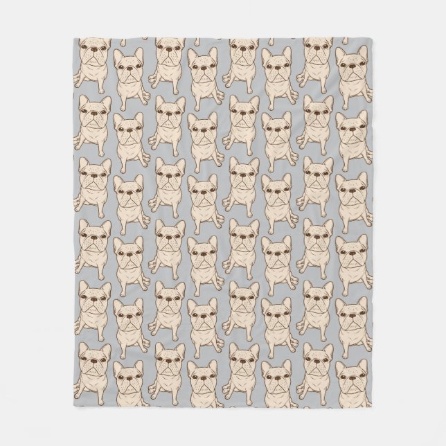 Cream French Bulldog Fleece Blanket (Front)