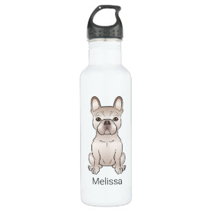 Cream French Bulldog / Frenchie Dog & Custom Name 710 Ml Water Bottle