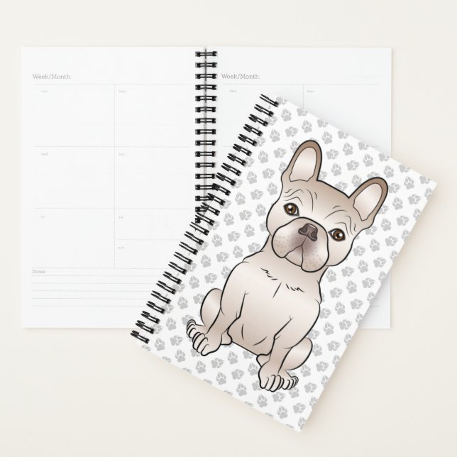 Cream French Bulldog / Frenchie Dog & Paws Planner (Display)