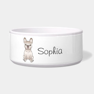 Cream French Bulldog / Frenchie Sitting & Name