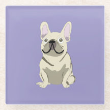 Cream French Bulldog,  Glass Coaster