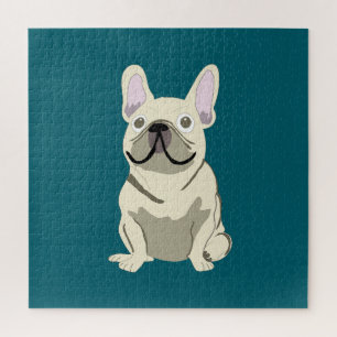 Cream French Bulldog, I Love my Dog Jigsaw Puzzle