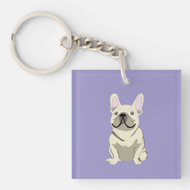 Cream French Bulldog,  Key Ring (Front)