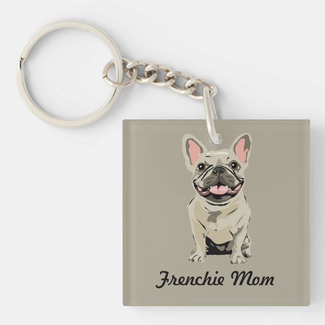 Cream French Bulldog Key Ring (Front)