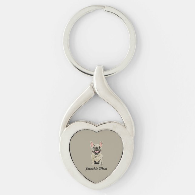Cream French Bulldog Key Ring (Front)