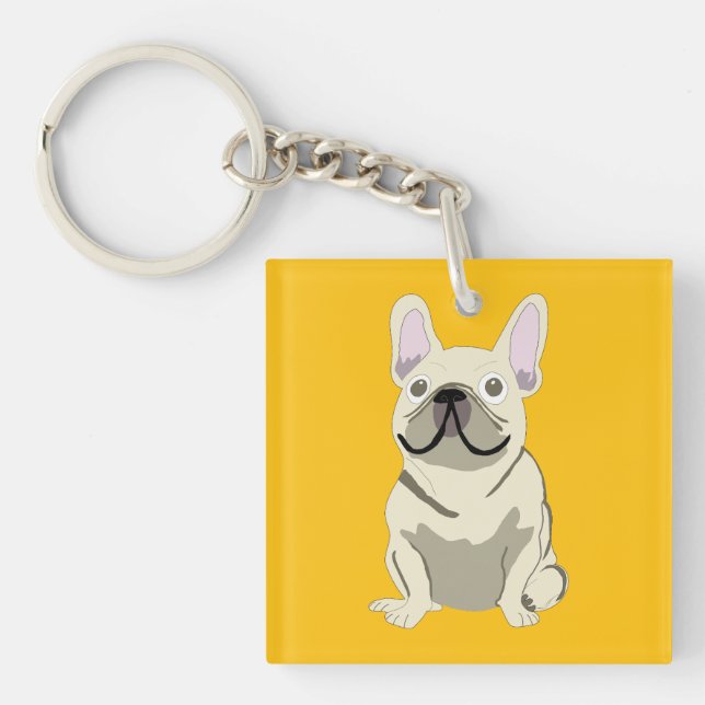 Cream French Bulldog Key Ring (Front)