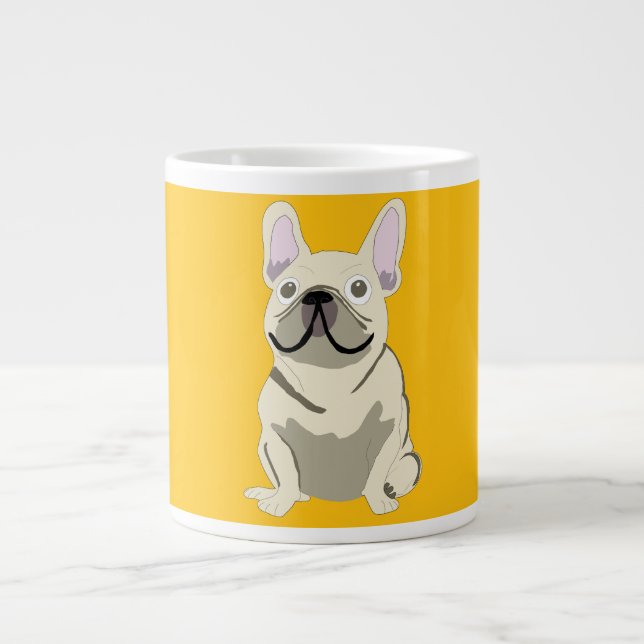 Cream French Bulldog Large Coffee Mug (Front)