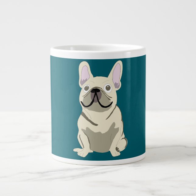 Cream French Bulldog Large Coffee Mug (Front)