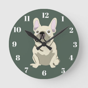Cream French Bulldog Round Clock
