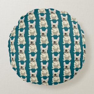Cream French Bulldog Round Cushion