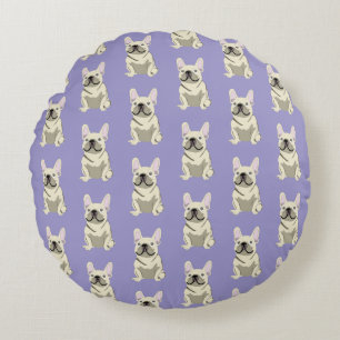 Cream French Bulldog,  Round Cushion