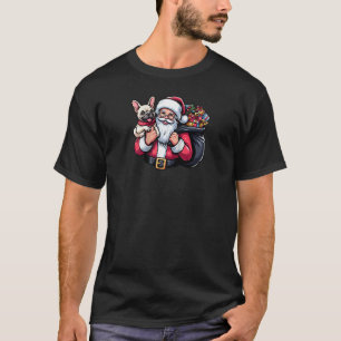 Cream French Bulldog Santa Claus Funny Dog Christm T-Shirt