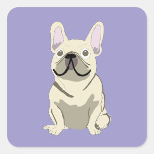 Cream French Bulldog, Square Sticker