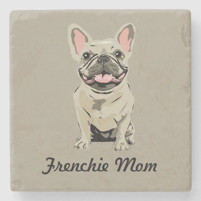 Cream French Bulldog Stone Coaster (Front)