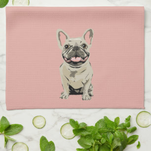 Cream French Bulldog Tea Towel