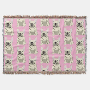 Cream French Bulldog Throw Blanket