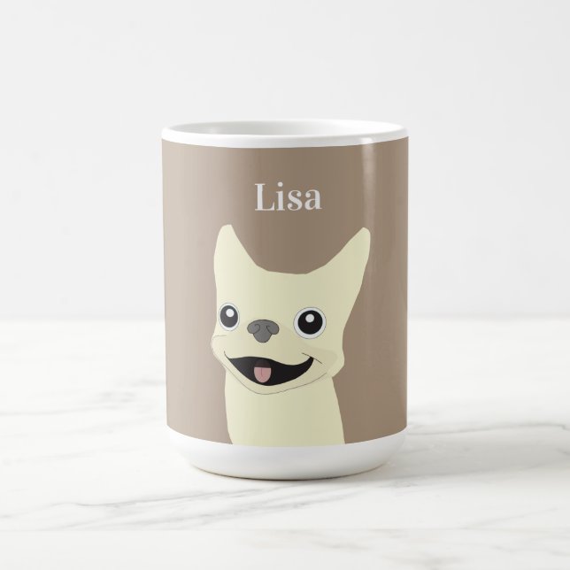 Cream French Bulldog, Warm Taupe Coffee Mug (Center)