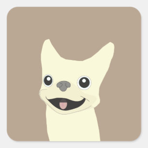 Cream French Bulldog, Warm Taupe Square Sticker