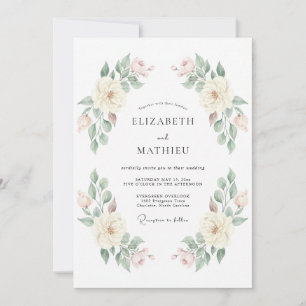 Cream Gentle Bloom Romance Wedding Invitation