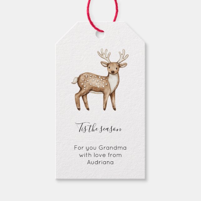 Cream Gingerbread Christmas Deer Gift Tags (Front)