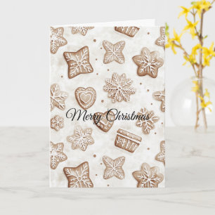 Cream Gingerbread Christmas  Hearts Snowflakes Card