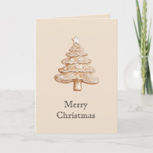 Cream Gingerbread Christmas Tree with Star Card