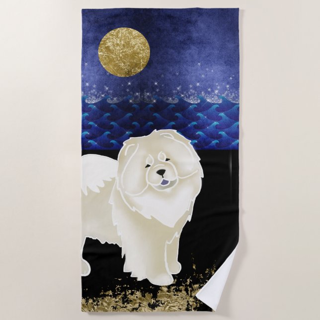 Cream Gingko the Chow Beach Towel (Front)