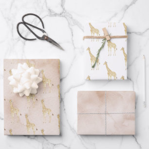 Cream Giraffe Wrapping Paper Sheet