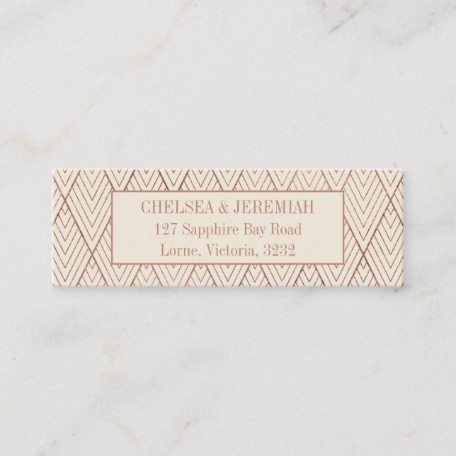 Cream Gold Art Deco Pattern Custom Address Card (Front)