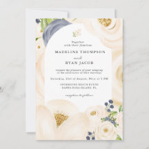 Cream Gold Beige Elegant Floral Watercolor