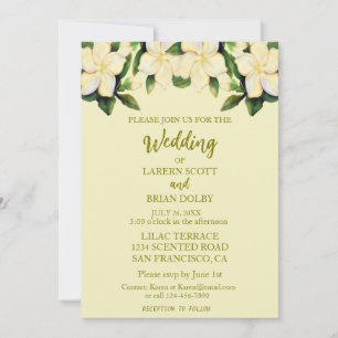 Cream & Gold Calla Lilies Greenery Wedding Invitation