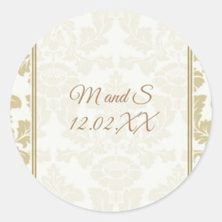 Cream Gold Damask wedding Stickers 